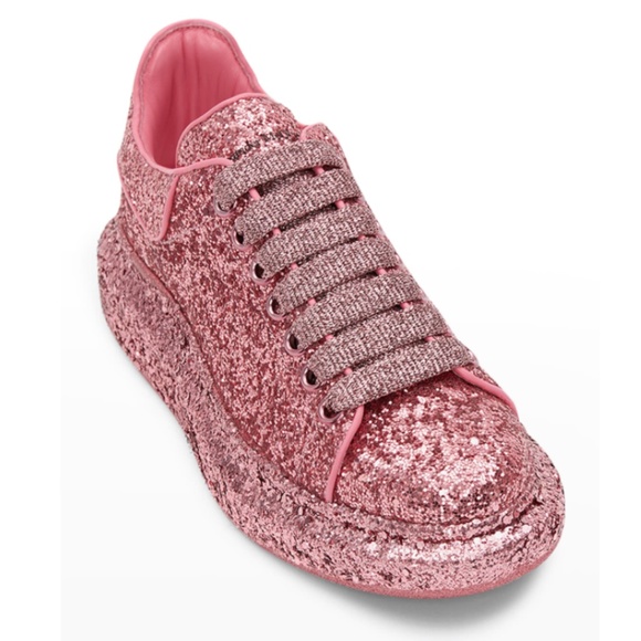 NIB $850 Alexander McQueen Glitter Oversized Sneakers in Printers Pink - 38 / 8 main image 5